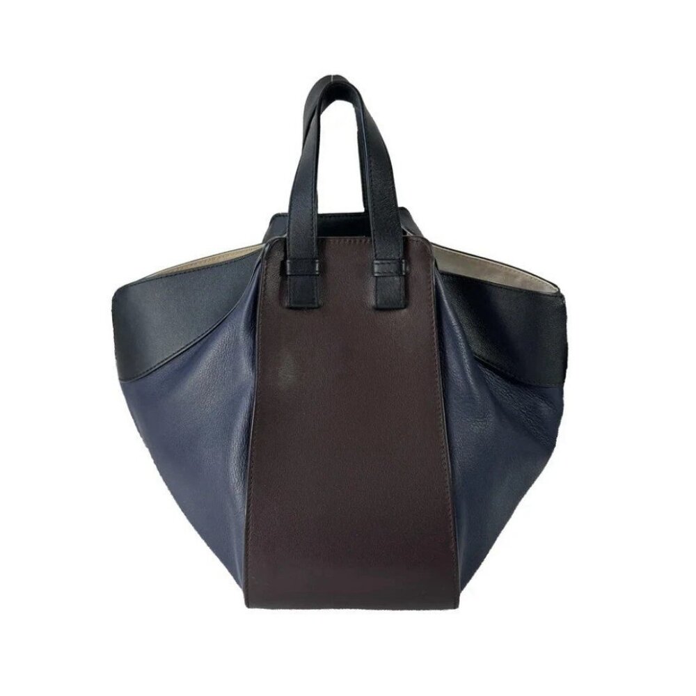 Loewe Small Hammock Color Block Leather Shoulder Bag - Brown, Navy, Black